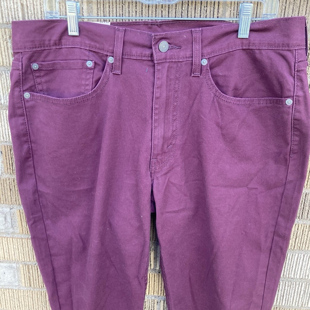 Levi's Men's 514 34x30 Red Wine Pants‎ Straight Fit Stretch Padox Canvas Chino